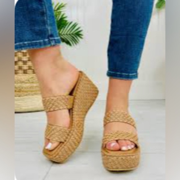 🆕 ANNE KLEIN Braided Goring Woven Zala Round Toe Wedge Slip On Heeled Sandal 9.5 - Picture 1 of 7